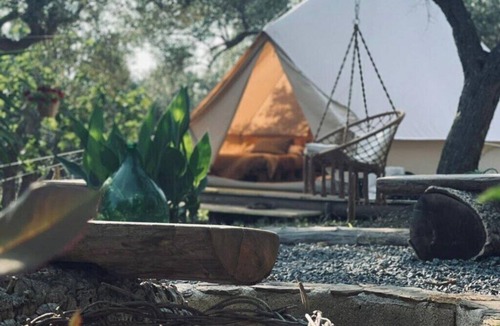 Falerna RV Rental | Boho Bell Tent for Couples | Olive Grove & Hanging Chair, Calabria