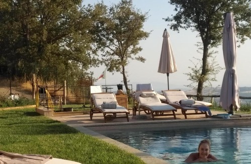 Scansano House | PODERE TORRICELLE 69B Full Serviced Room for 2 with ensuite bathroom located in main property Country House, Pancole, GR, infinity seaview pool, garden and kitchenette with bbq