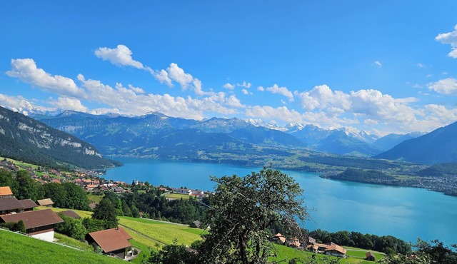 Comfortable vacation home overlooking Lake Thun and the Alpine chain